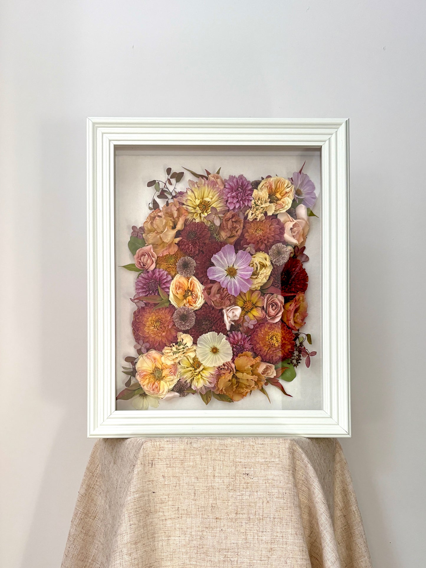 Cadre 11x14 préservation de bouquet de fleurs de mariage dans une boite-cadre 3D